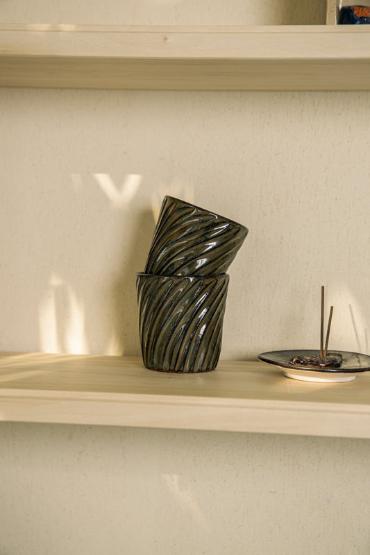 Spiral Textured Ceramic Tumbler
